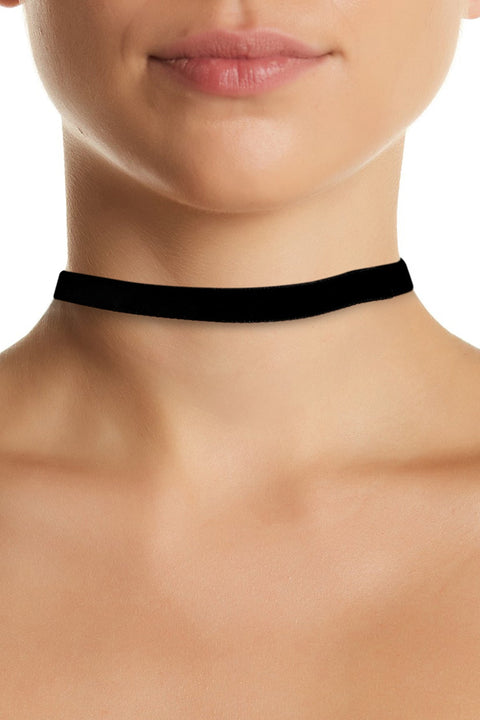 Black Velvet Simple Choker Necklace - SP