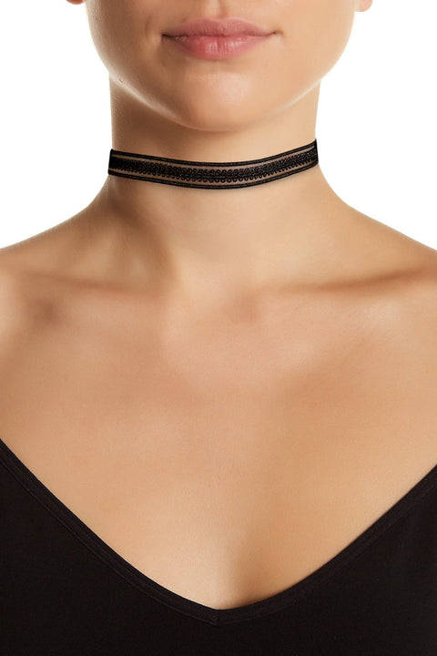 Black Layered Choker Necklace - SP