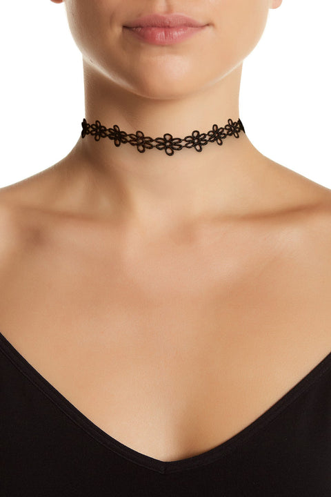 Boho Flower Retro Black Choker Necklace - GP