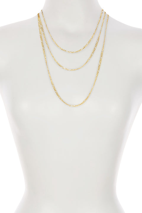 3 Strand Figaro Chain Layered Necklace - GP