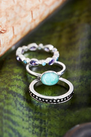 Amazonite & CZ Stack Ring Set - SF