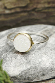 White Druzy Quartz 2-Tone Ring - SF