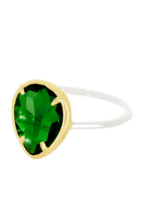 Emerald Crystal Teardrop Ring - SF