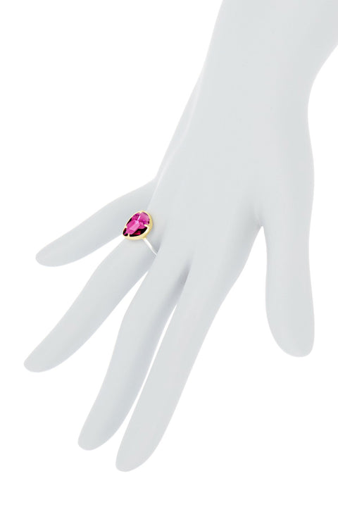 Raspberry Crystal Teardrop Ring - SF