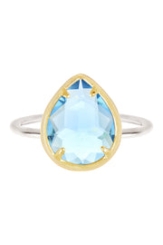 Sky Blue Crystal Teardrop Ring - SF