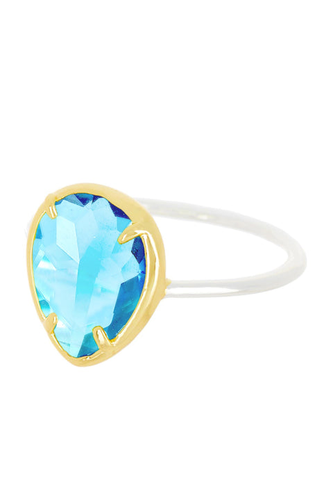 Sky Blue Crystal Teardrop Ring - SF