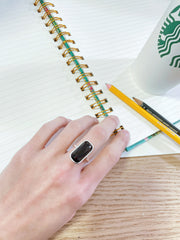 Black Onyx Rectangle Ring - SF