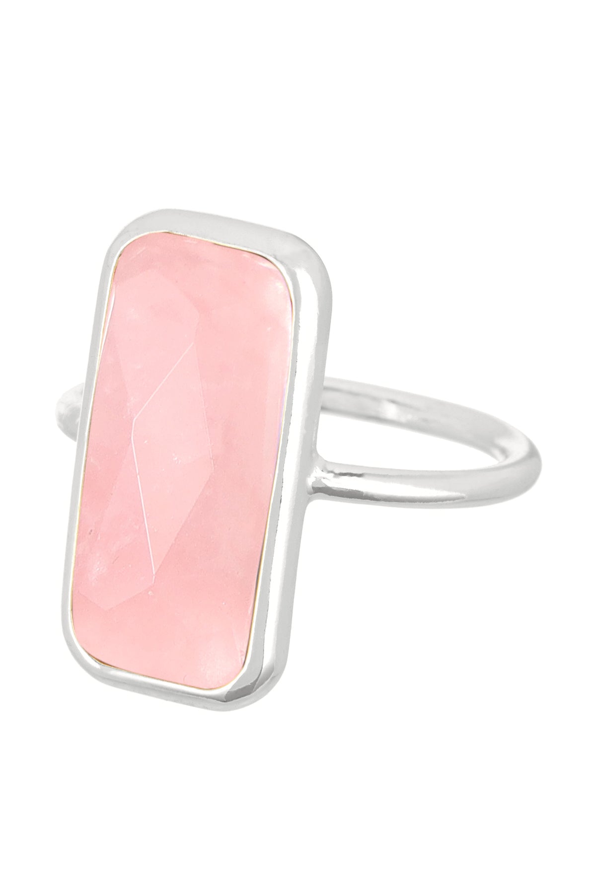 Rose Quartz Rectangle Ring - SF