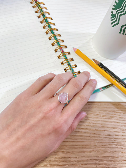 Rose Quartz Teardrop Ring - SF