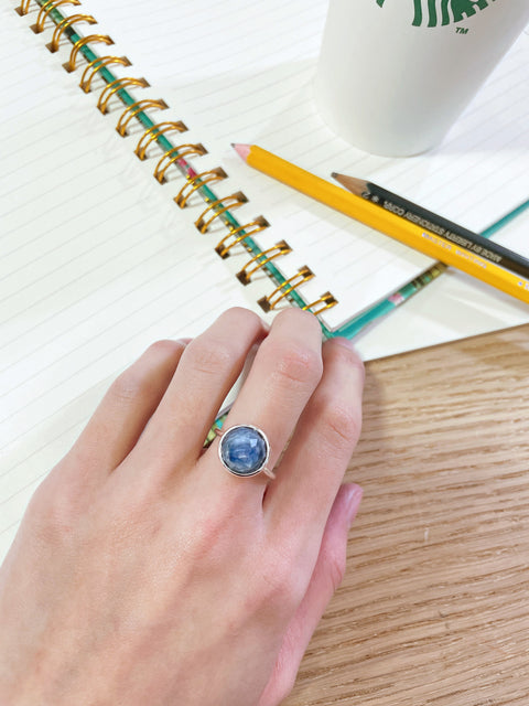 Kyanite Gemstone Round Ring - SF