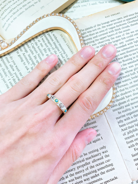 Turquoise Solitaire Band Ring - SF