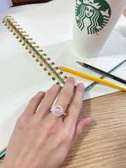 Round Cab Pink Cat's Eye Ring - SF