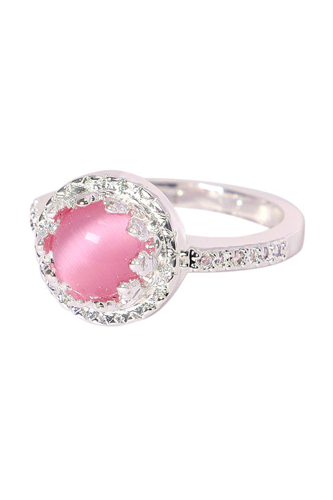 Round Cab Pink Cat's Eye Ring - SF