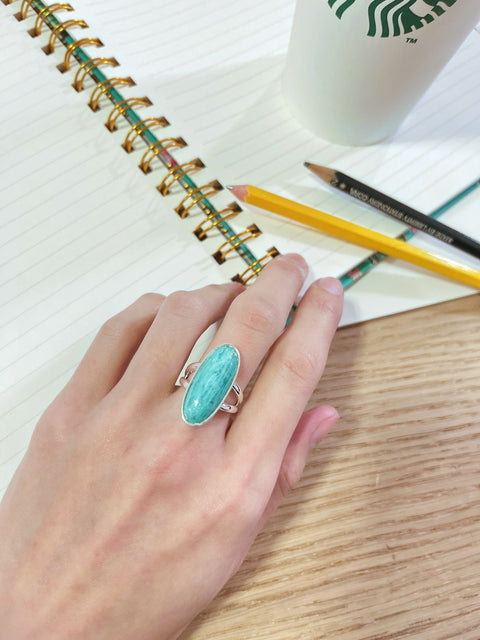 Amazonite Oval Cabochon Ring - SF