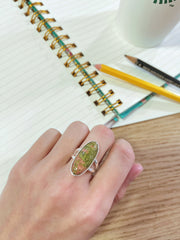 Unakite Oval Cabochon Ring - SF