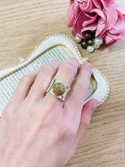 Unakite Two Tone Plated Wide Ring - SF