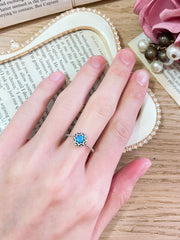 Sterling Silver Round Ring & Created Opal - SS