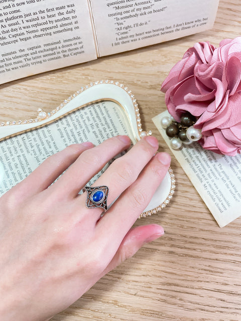 Sterling Silver & Lapis Filigree Ring - SS