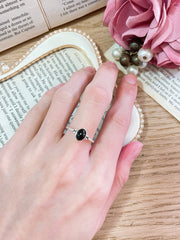 Sterling Silver & Black Onyx Oval Cabochon Ring - SS