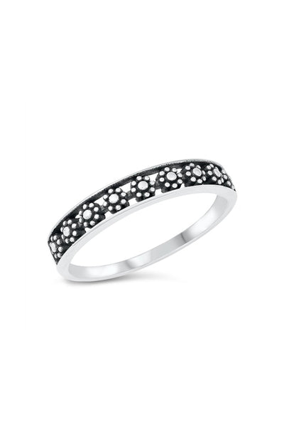 Sterling Silver Flower Band Ring - SS