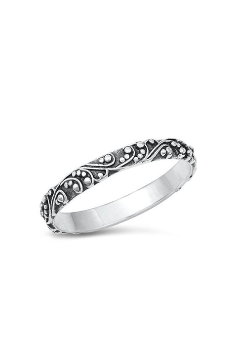 Sterling Silver Flower & Vine Band Ring - SS