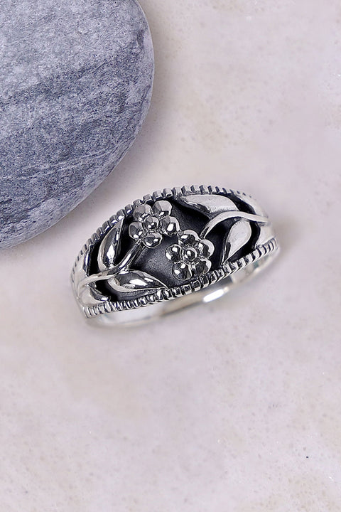 Sterling Silver Flower Band Ring - SS