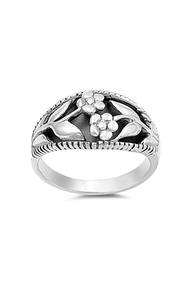 Sterling Silver Flower Band Ring - SS