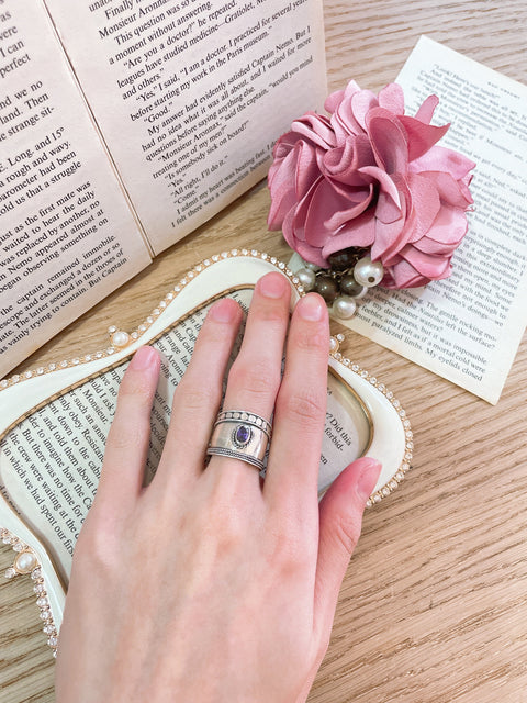 Sterling Silver & Amethyst Bali Ring - SS