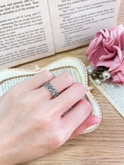 Sterling Silver Flowers Band Ring - SS