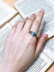 Blue Created Opal & Sterling Silver Celtic Ring - SS