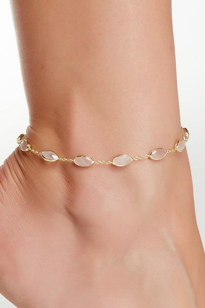 Rose Quartz Station Anklet - GF