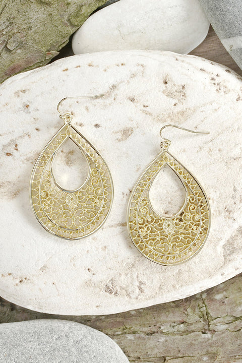 Filigree Statement Earrings In Gold - GF