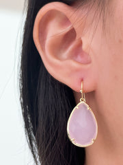 Rose Crystal Pear Cut Drop Earrings In Gold - GF