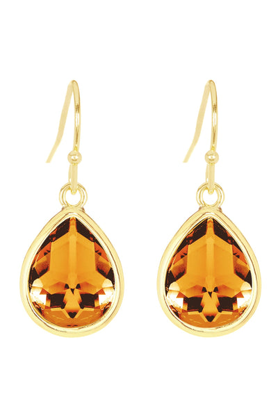 Amber Crystal Teardrop Earrings - GF