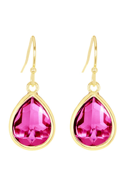 Raspberry Crystal Teardrop Earrings - GF