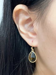 Smoky Crystal Teardrop Earrings - GF