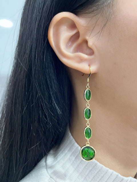 Emerald Crystal Chandelier Earrings - GF