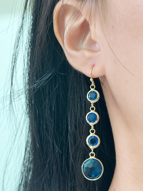 Swiss Blue Crystal Jennifer Chandelier Earrings - GF