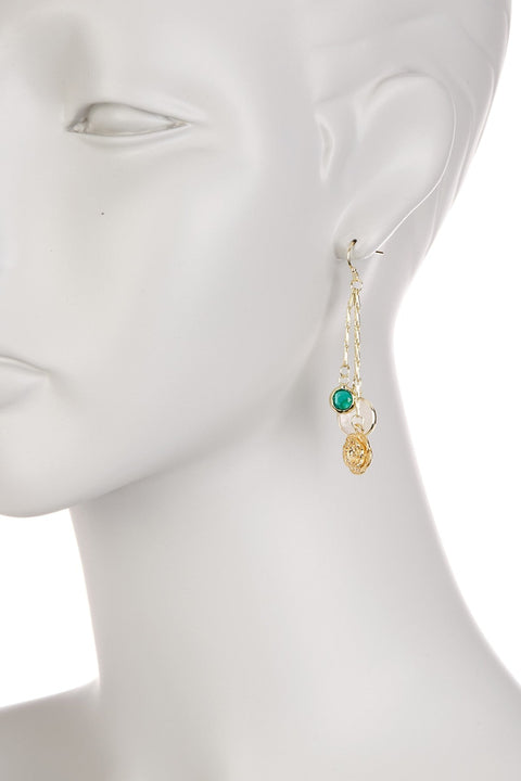 Rose Quartz & Rose Charm Drop Earrings - GF