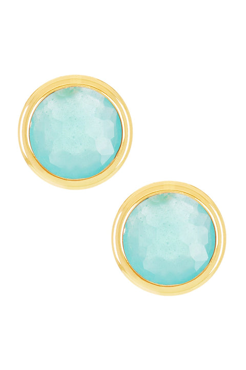 Amazonite Crystal 8mm Post Earrings In Gold - GF