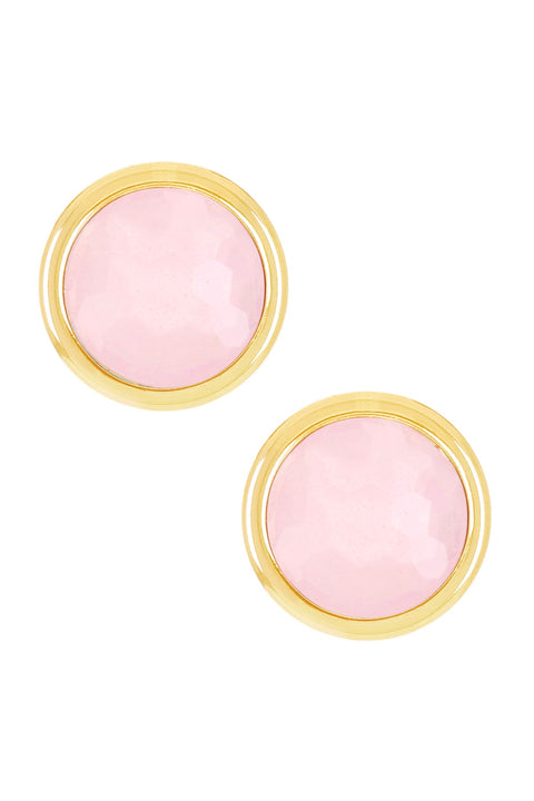 Rose Crystal 8mm Post Earrings In Gold - GF