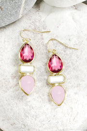 Raspberry Mixed Crystal Drop Earrings - GF