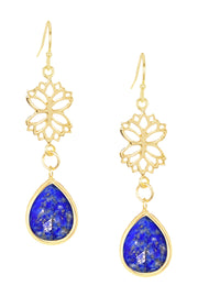 Lapis & Lotus Drop Earrings - GF