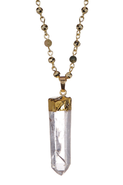 Crystal Quartz Geode With Mixed Jasper Amulet Necklace - GF