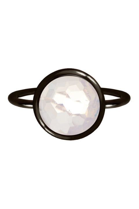 Moonstone Crystal Ring In Gunmetal - SF