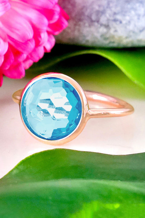 Sky Blue Crystal Lollipop Ring - SF