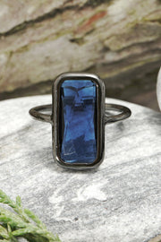 London Blue Crystal Ring In Gunmetal - SF