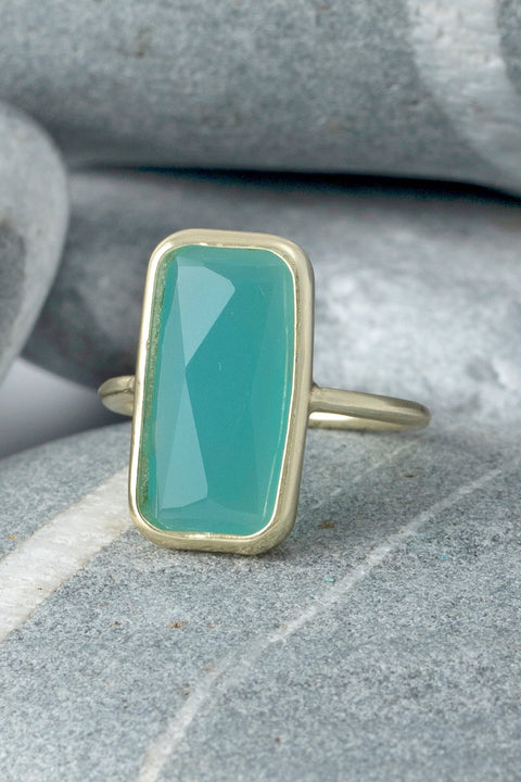 Amazonite Crystal Rectangle Ring - GF