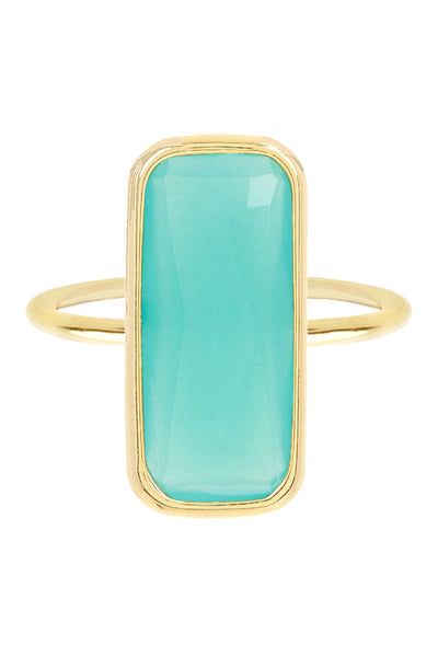 Amazonite Crystal Rectangle Ring - GF