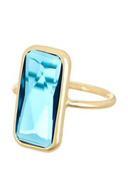 Sky Blue Crystal Rectangle Ring - GF